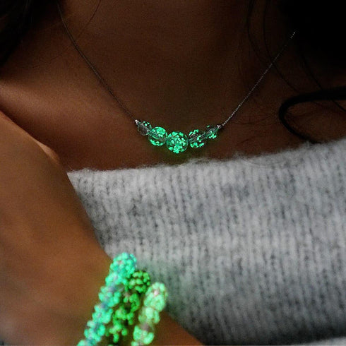 Lilas | Argent sterling .925 | Collier fermoir infini en verre luciole